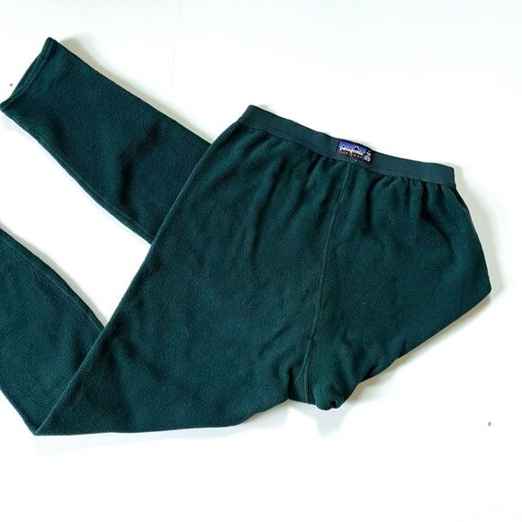 Patagonia Vintage Fleece Green 90’s Long John Capilene Pants Medium - Picture 1 of 8